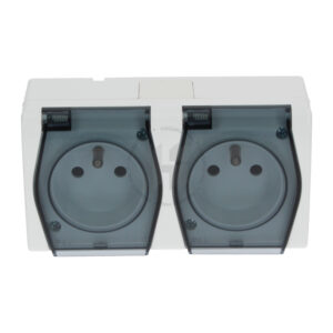 Zásuvka Hermes 2-násobná IP44 biela/dymová